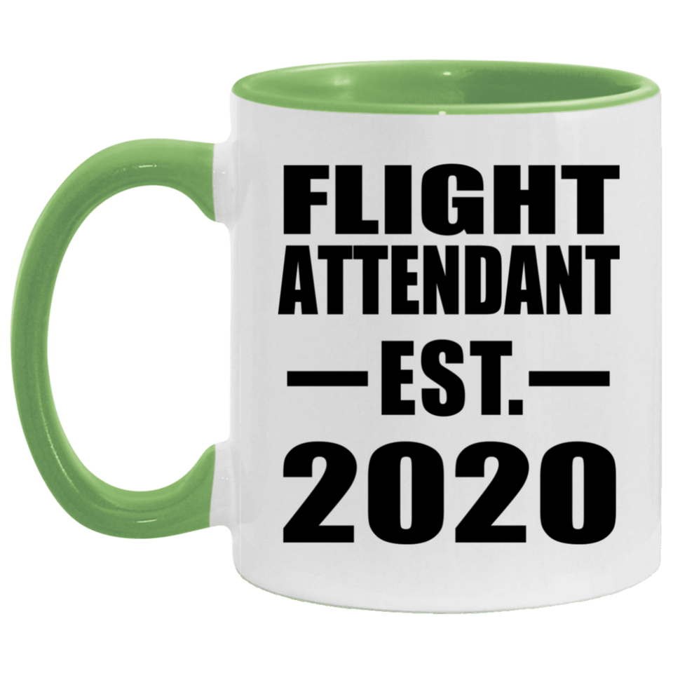 Flight Attendant Established EST. 2020 - 11oz Accent Mug Green