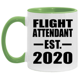 Flight Attendant Established EST. 2020 - 11oz Accent Mug Green