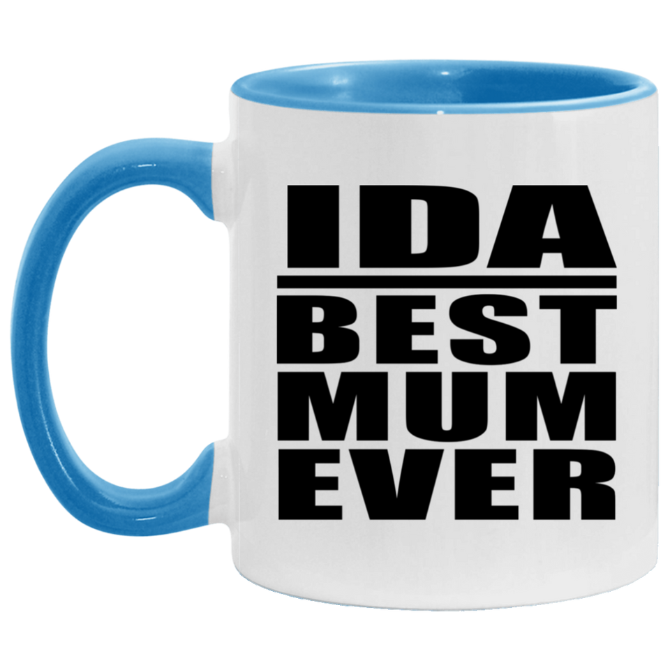 Ida Best Mum Ever - 11oz Accent Mug Blue