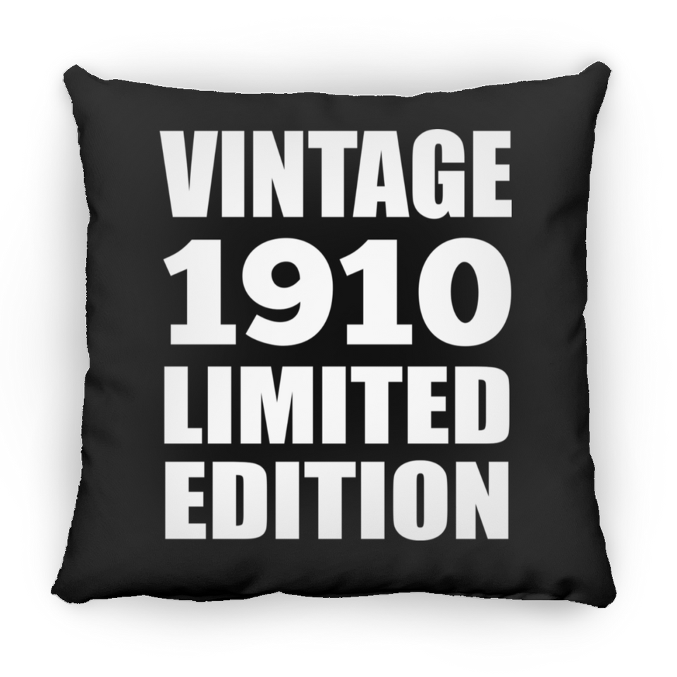 114th Birthday Vintage 1910 Limited Edition - Throw Pillow Black