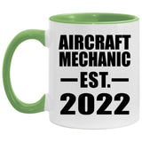 Aircraft Mechanic Established EST. 2022 - 11oz Accent Mug Green