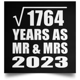 42nd Anniversary Square Root of 1764 Years As Mr & Mrs 2023 - Poster Square