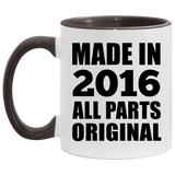 8th Birthday Made in 2016 All Parts Original - 11oz Accent Mug Black