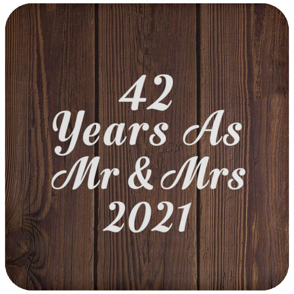 42nd Anniversary 42 Years As Mr & Mrs 2021 - Drink Coaster D