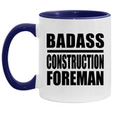 Badass Construction Foreman - 11oz Accent Mug Purple
