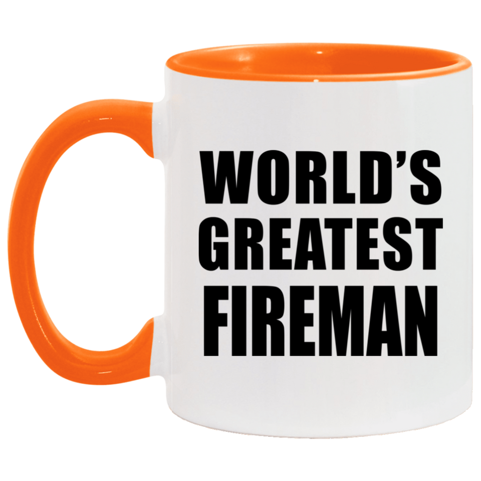 World's Greatest Fireman - 11oz Accent Mug Orange