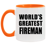 World's Greatest Fireman - 11oz Accent Mug Orange