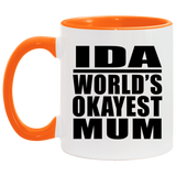 Ida World's Okayest Mum - 11oz Accent Mug Orange