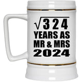 18th Anniversary Square Root of 324 Years As Mr & Mrs 2024 - Beer Stein