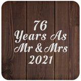76th Anniversary 76 Years As Mr & Mrs 2021 - Drink Coaster D