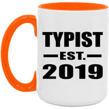 Typist Established EST. 2019 - 15oz Accent Mug Orange