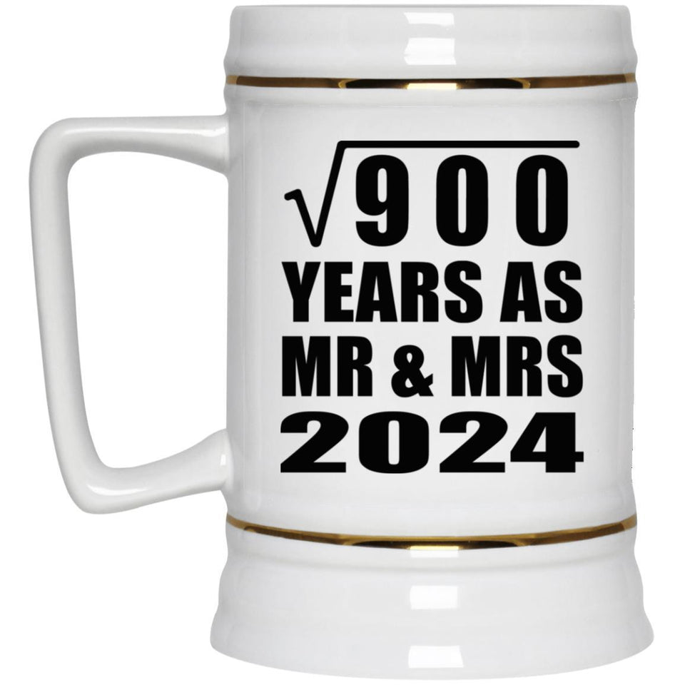 30th Anniversary Square Root of 900 Years As Mr & Mrs 2024 - Beer Stein