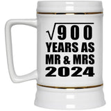 30th Anniversary Square Root of 900 Years As Mr & Mrs 2024 - Beer Stein