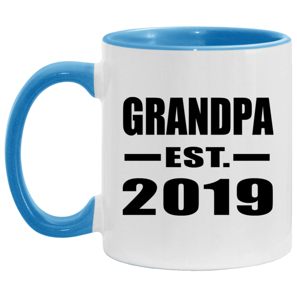 Grandpa Established EST. 2019 - 11oz Accent Mug Blue