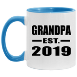 Grandpa Established EST. 2019 - 11oz Accent Mug Blue