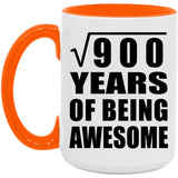 30th Birthday Square Root of 900 Years of Being Awesome - 15oz Accent Mug Orange