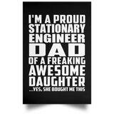 Proud Stationary Engineer Dad Of Awesome Daughter - Poster Portrait