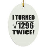 72nd Birthday I Turned Square Root of 1296 Twice - Oval Ornament