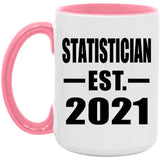 Statistician Established EST. 2021 - 15oz Accent Mug Pink