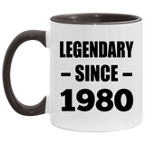 44th Birthday Legendary Since 1980 - 11oz Accent Mug Black