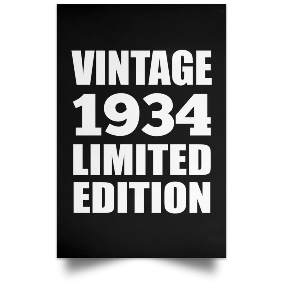 90th Birthday Vintage 1934 Limited Edition - Poster Portrait