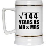 12th Anniversary Square Root of 144 Years As Mr & Mrs - Beer Stein