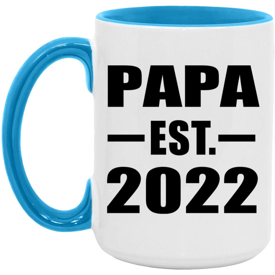 Papa Established EST. 2022 - 15oz Accent Mug Blue