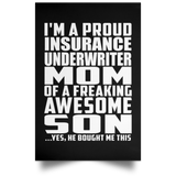 Proud Insurance Underwriter Mom Of Awesome Son - Poster Portrait