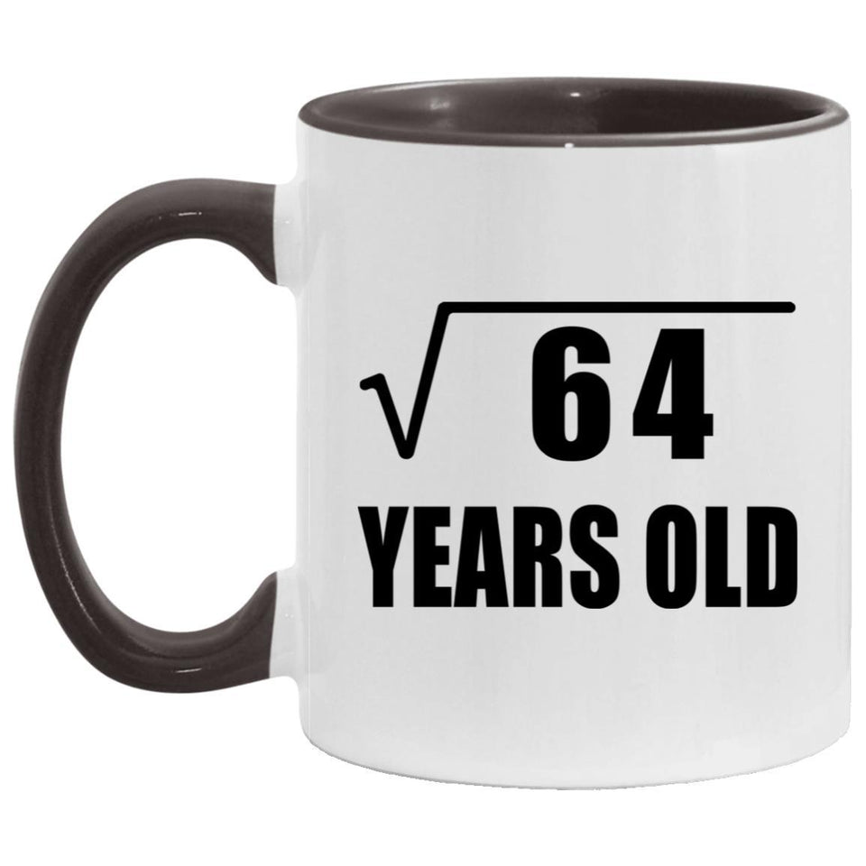 8th Birthday Square Root of 64 Years Old - 11oz Accent Mug Black