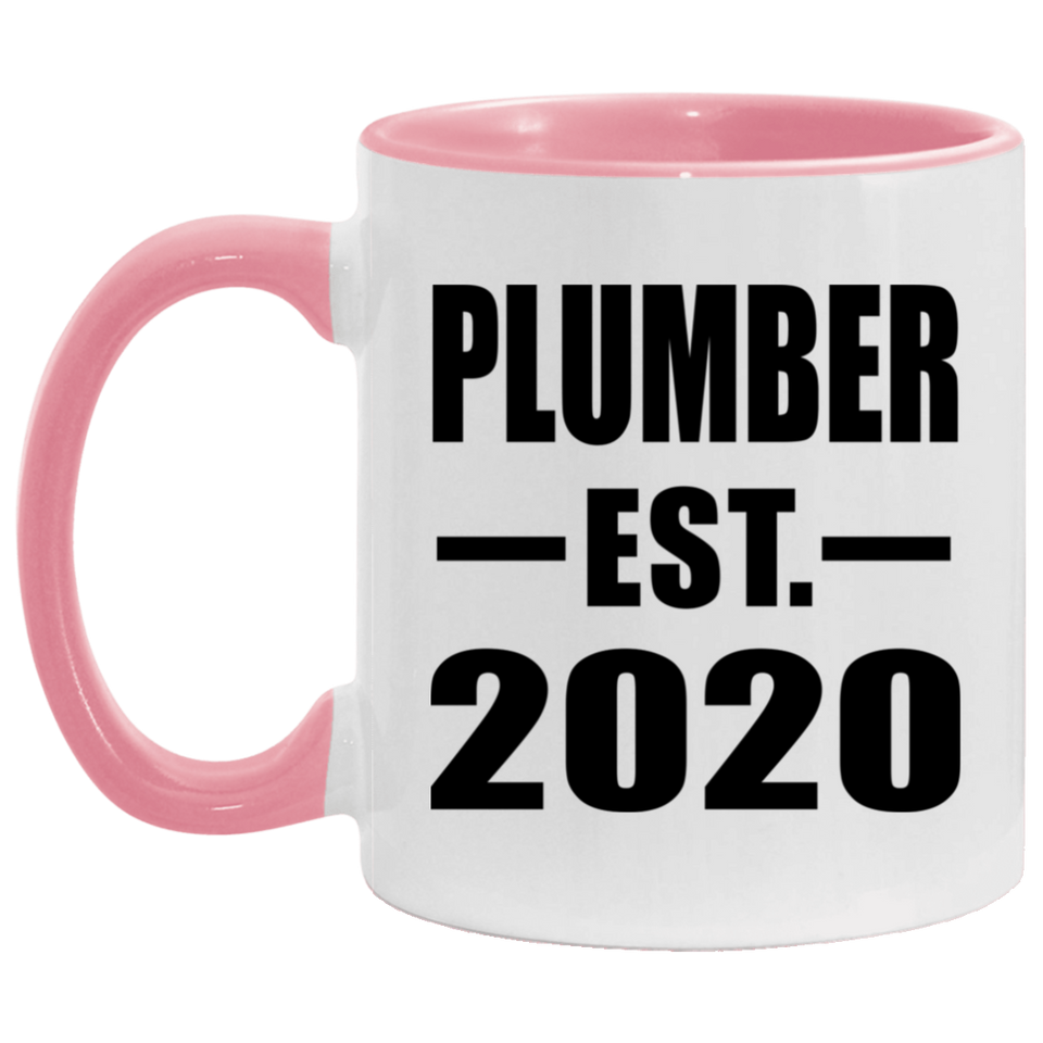 Plumber Established EST. 2020 - 11oz Accent Mug Pink