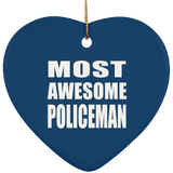 Most Awesome Policeman - Heart Ornament