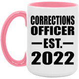 Corrections Officer Established EST. 2022 - 15oz Accent Mug Pink