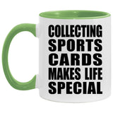 Collecting Sports Cards Makes Life Special - 11oz Accent Mug Green