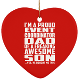 Proud Event Coordinator Dad Of Awesome Son - Heart Ornament