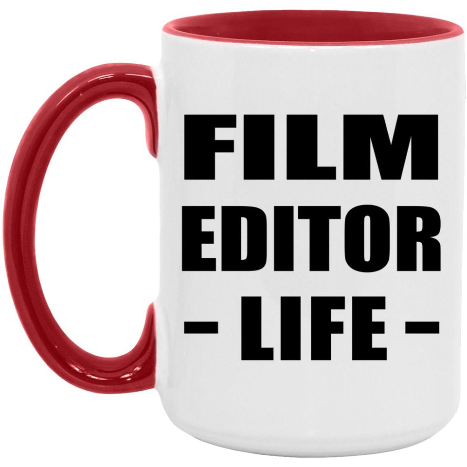 Film Editor Life - 15oz Accent Mug Red