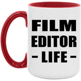 Film Editor Life - 15oz Accent Mug Red