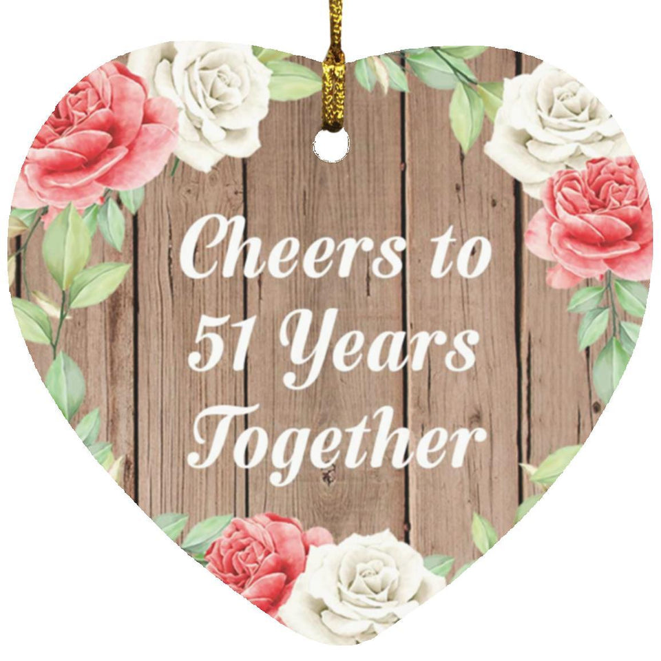 51st Anniversary Cheers To 51 Years Together - Heart Ornament B