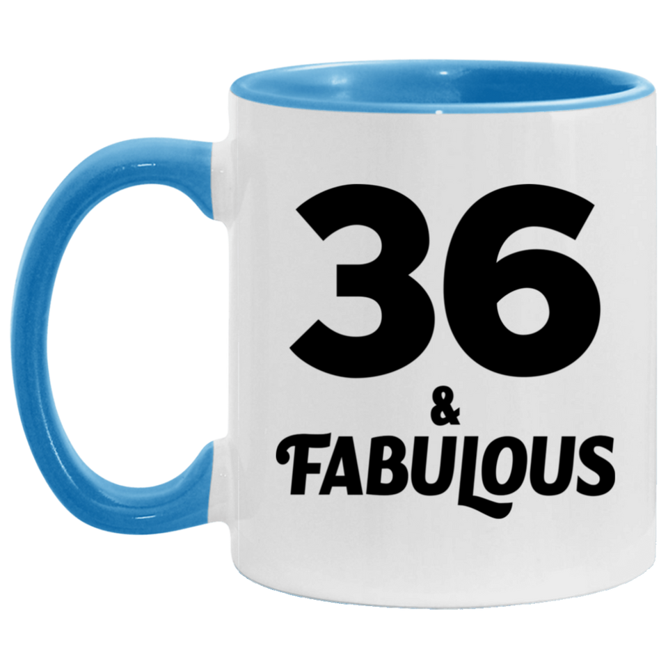36th Birthday 36 & Fabulous - 11oz Accent Mug Blue