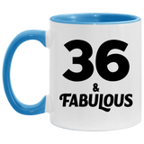 36th Birthday 36 & Fabulous - 11oz Accent Mug Blue