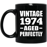 50th Birthday Vintage 1974 Aged Perfectly - 11oz Coffee Mug Black