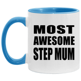 Most Awesome Step Mum - 11oz Accent Mug Blue