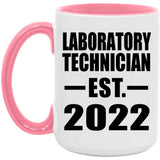 Laboratory Technician Established EST. 2022 - 15oz Accent Mug Pink