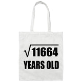 108th Birthday Square Root of 11664 Years Old - Tote Bag White