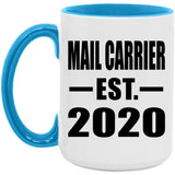 Mail Carrier Established EST. 2020 - 15oz Accent Mug Blue