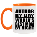 Author By Day World's Best Mom By Night - 11oz Accent Mug Orange