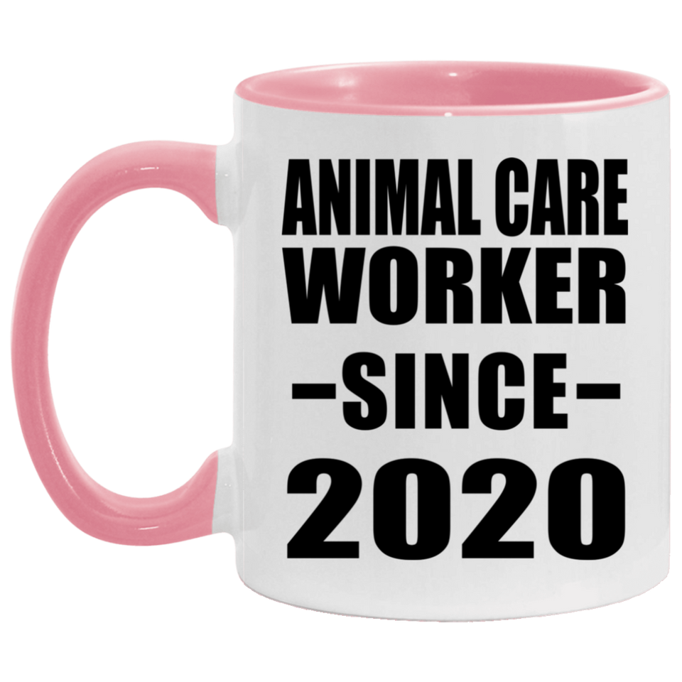 Animal Care Worker Since 2020 - 11oz Accent Mug Pink