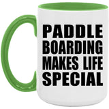 Paddle Boarding Makes Life Special - 15oz Accent Mug Green