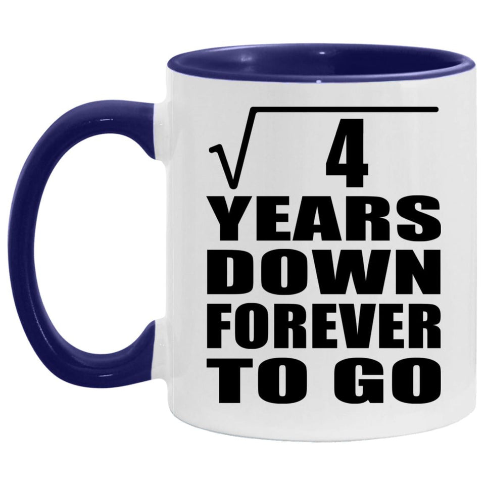 2nd Anniversary Square Root of 4 Years Down Forever To Go - 11oz Accent Mug Purple