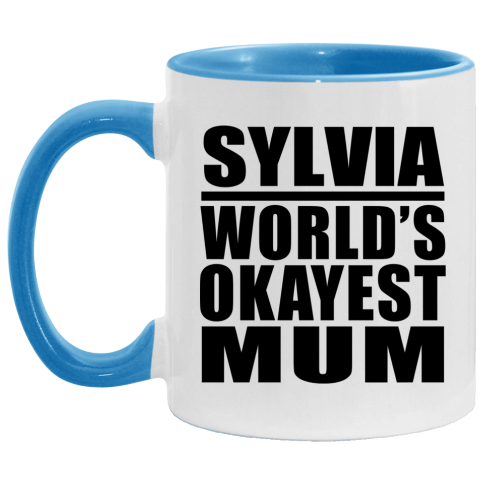 Sylvia World's Okayest Mum - 11oz Accent Mug Blue