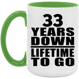 33rd Anniversary 33 Years Down Lifetime To Go - 15oz Accent Mug Green